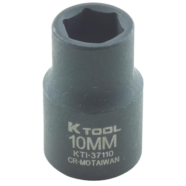 K-Tool International 3/8" Drive Impact Socket black oxide, Standard 6Pt, 3/8"Dr, 10mm KTI-37110 - main